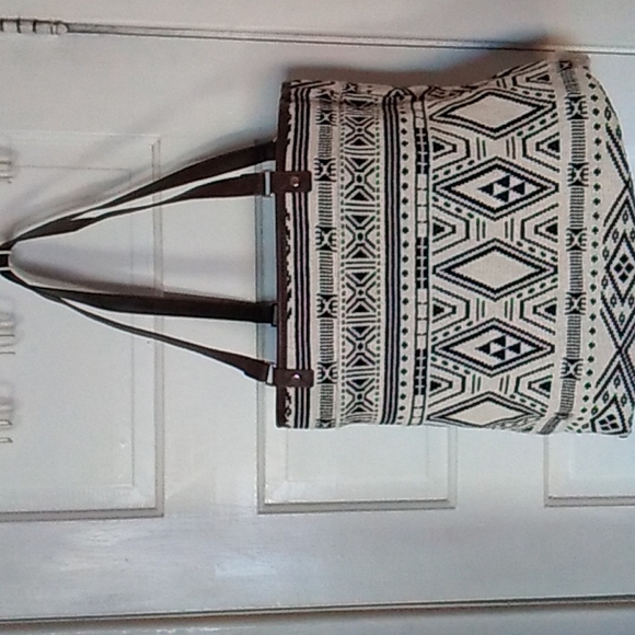 Thirty one black and white reversible tote bag rio weave - Picture 2 of 5